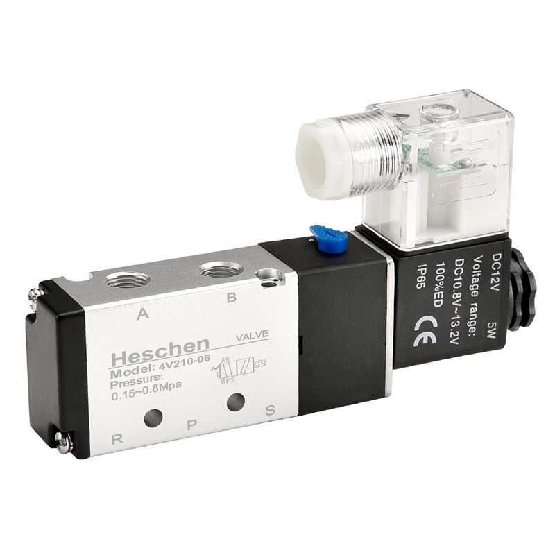 Heschen Electrical Pneumatic Solenoid Valve 4V210-06 DC12V PT1/8 5 Way 2 Position CE - Image 1